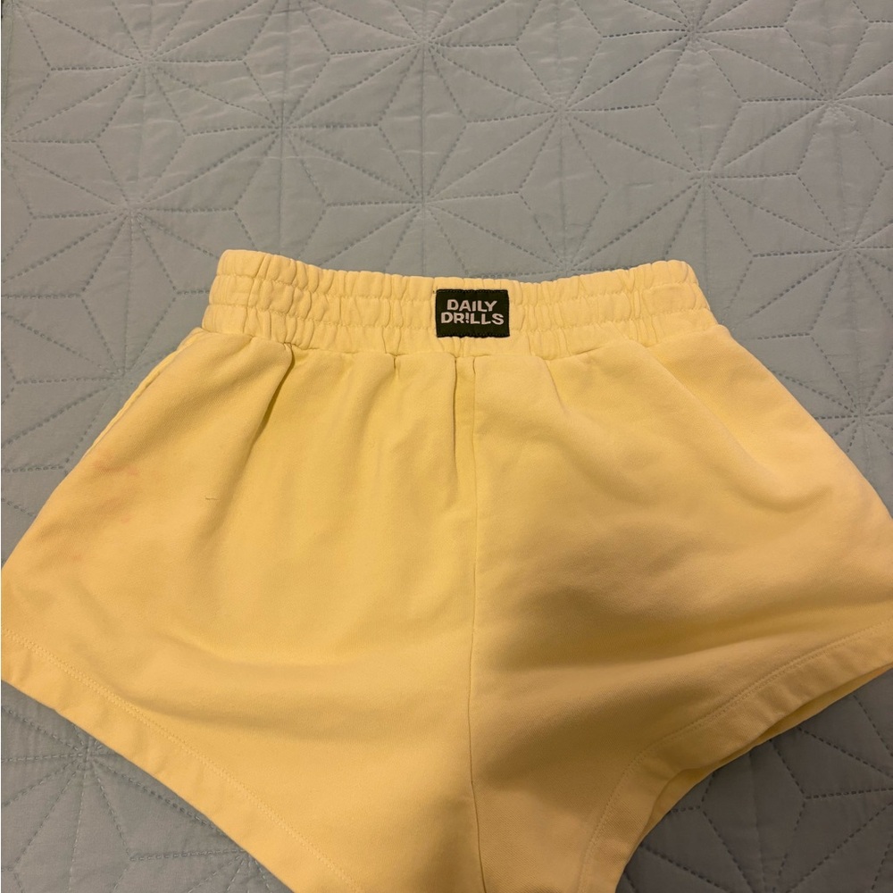 Daily Drills Pale Yellow Athletic Elastic-Waist Shorts